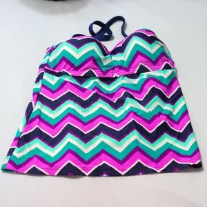 Aqua Couture Size Small Colorful Zig Zag Swim Top